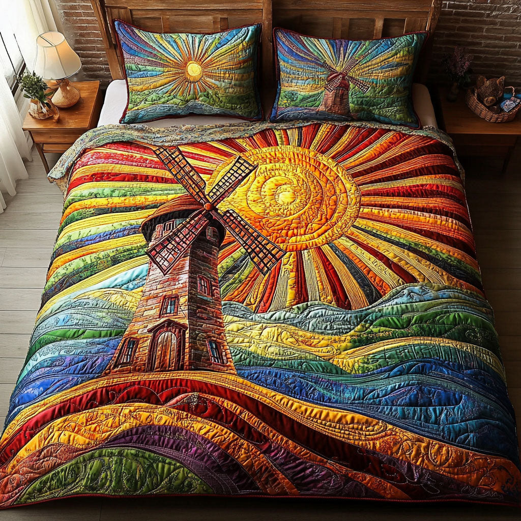 Sunset Windmill 3-Piece Quilted Bedding Set NCU0NNT356