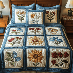 Wildflower Charm 3-Piece Quilted Bedding Set NCU0NVH412