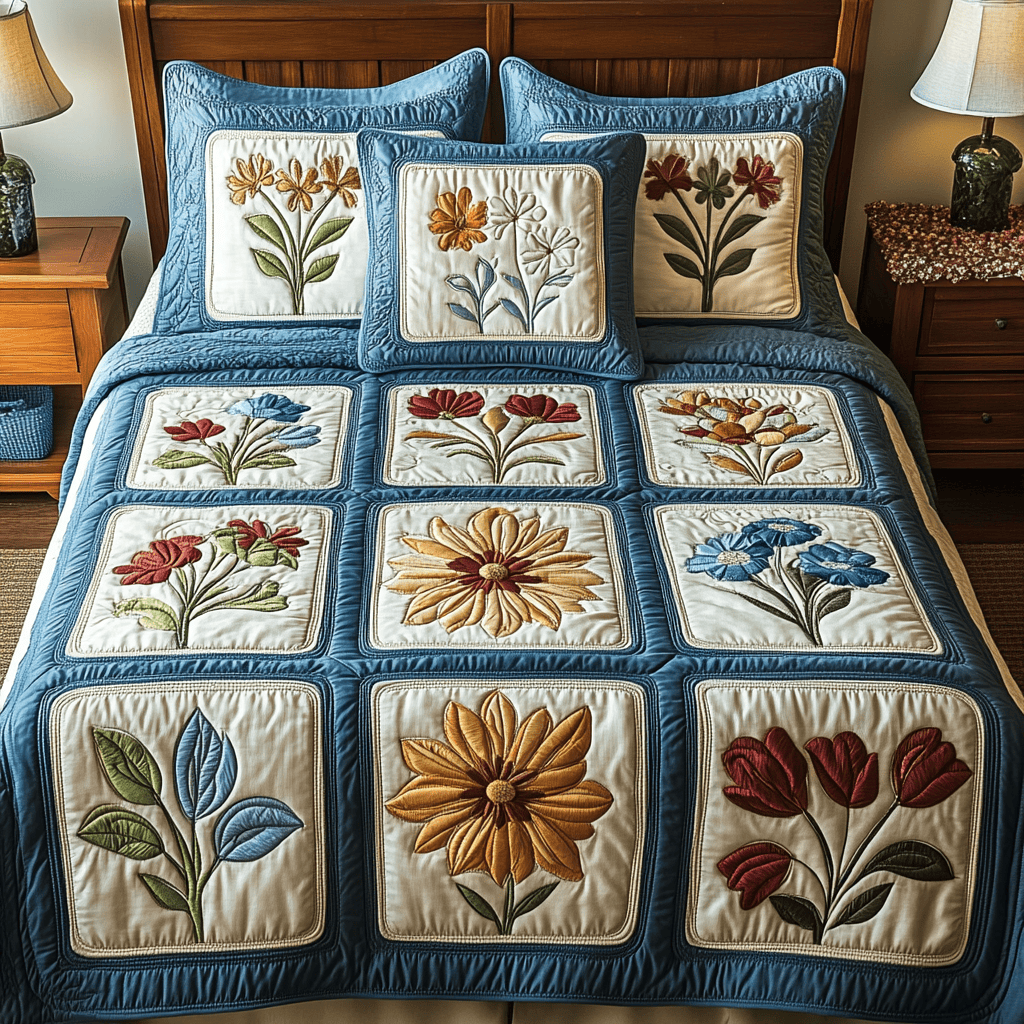 Wildflower Charm 3-Piece Quilted Bedding Set NCU0NVH412