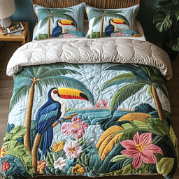 Bird Paradise 3-Piece Quilted Bedding Set NCU0NVH391