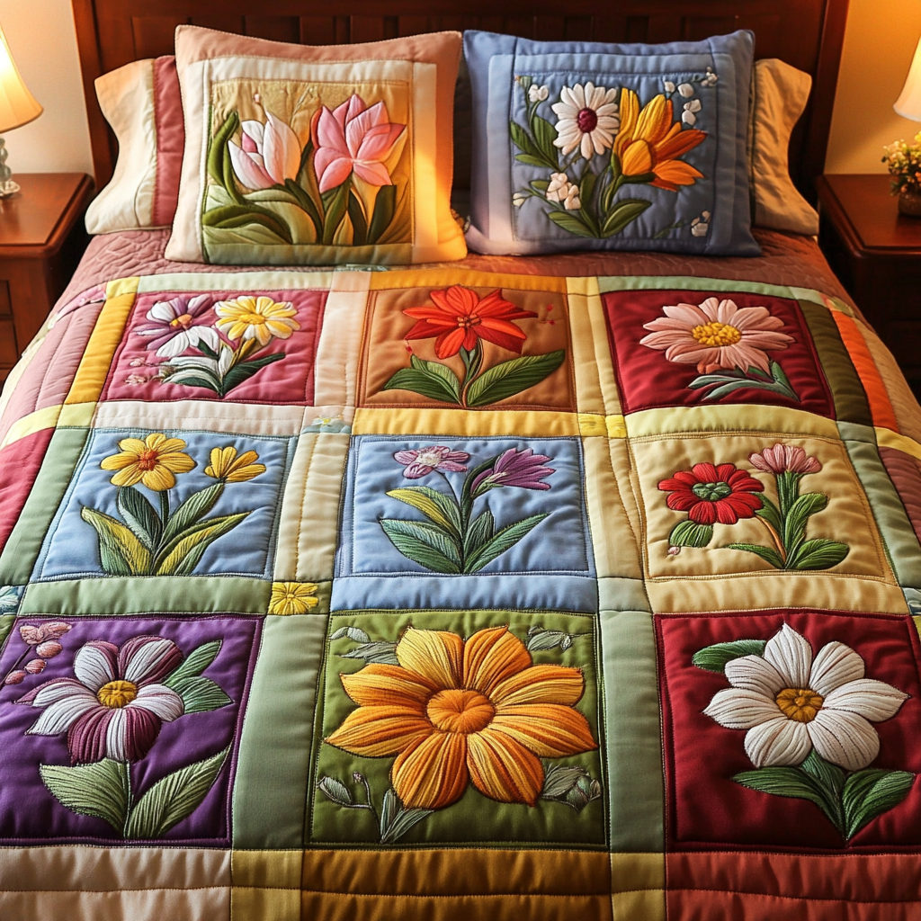 Colorful Harvest 3-Piece Quilted Bedding Set NCU0NVH410