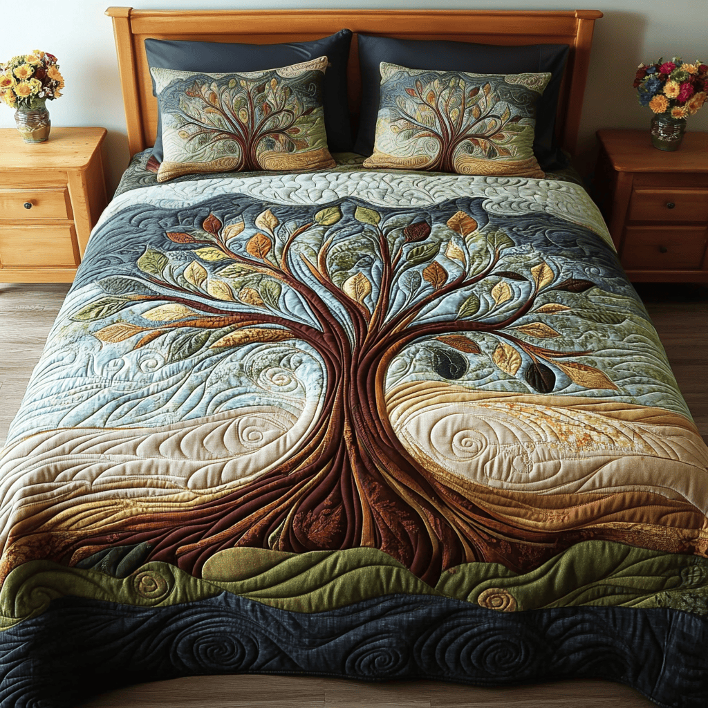Evergreen Beauty 3-Piece Quilted Bedding Set NCU0NVH388