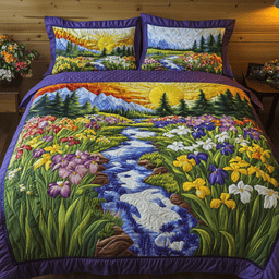 Sunset Blooms 3-Piece Quilted Bedding Set NCU0PVL132