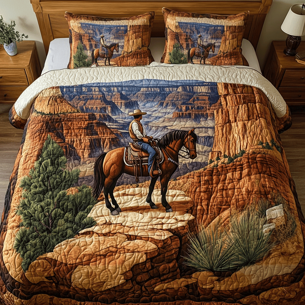 Cowboy Trail 3-Piece Quilted Bedding Set NCU0NVH595