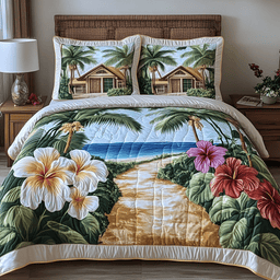 Tropical Paradise 3-Piece Quilted Bedding Set NCU0NVH464