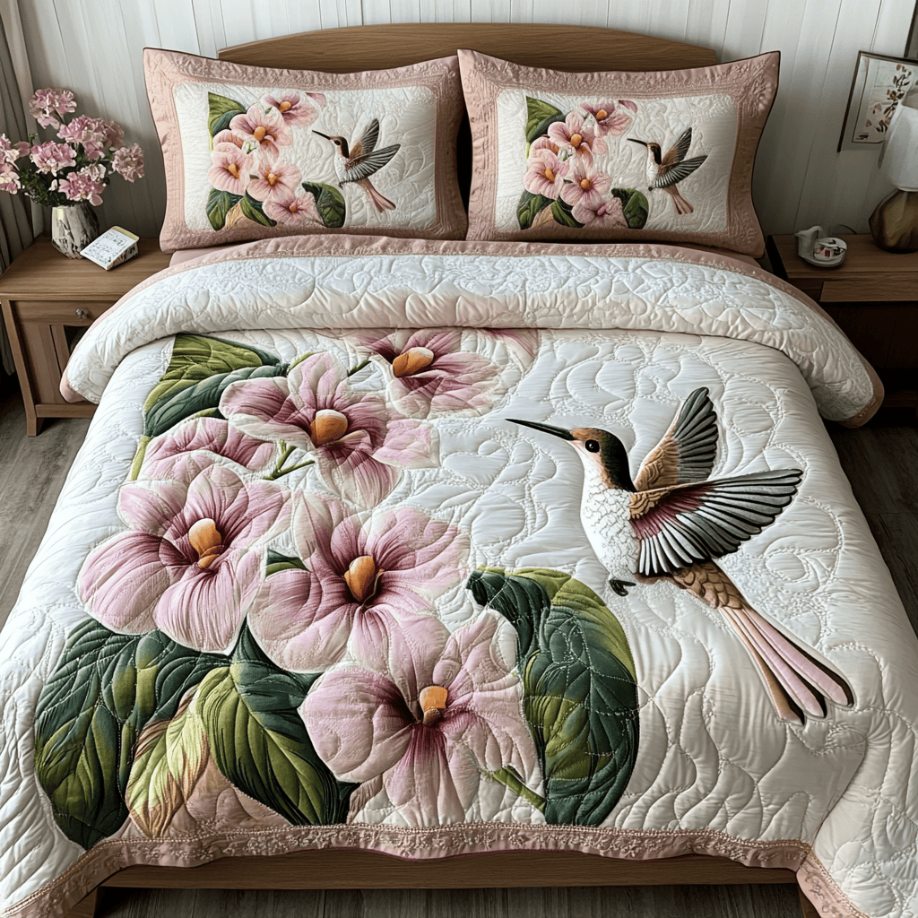 Floral Haven 3-Piece Quilted Bedding Set NCU0NVH423