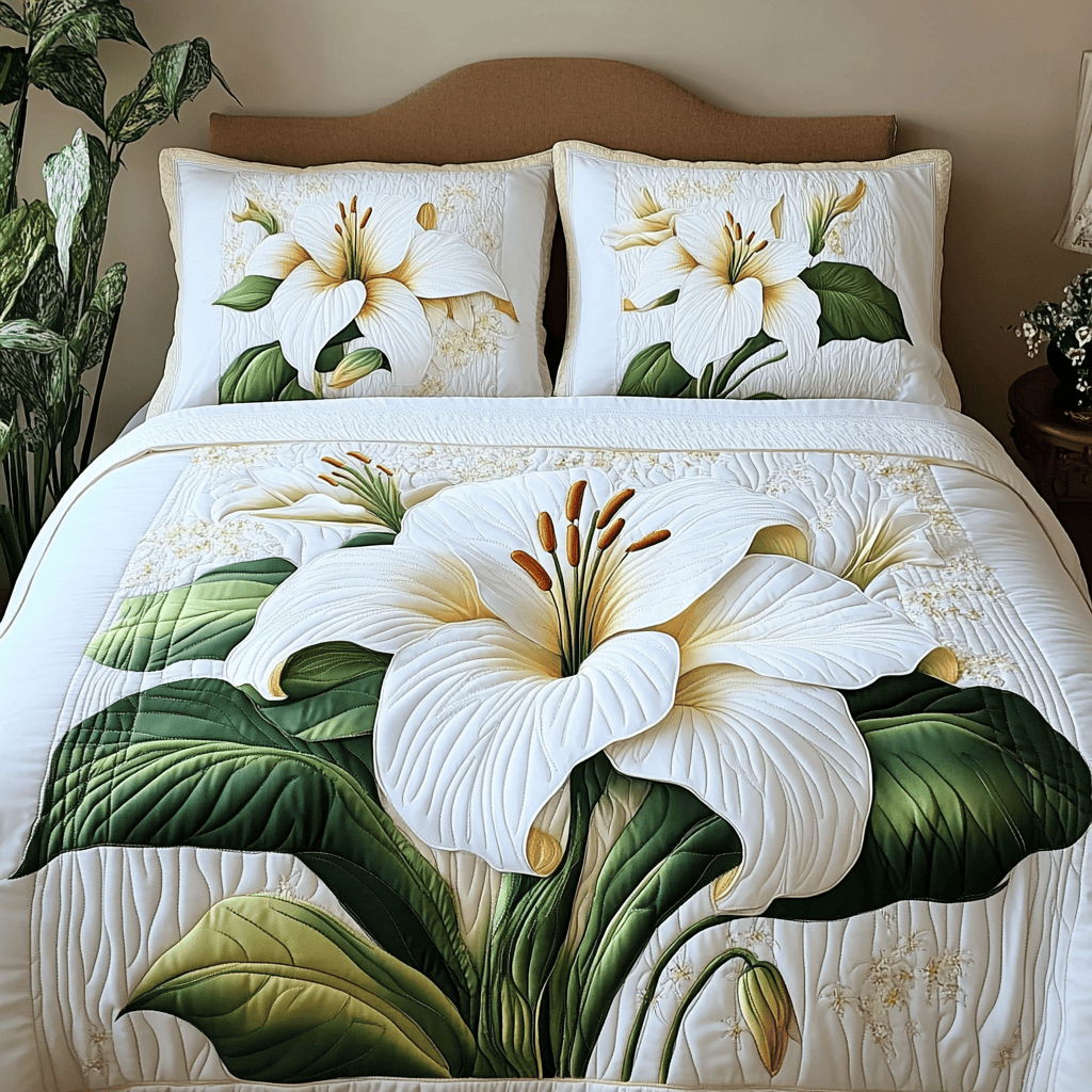 Pure Blossom 3-Piece Quilted Bedding Set NCU0NVH491