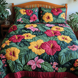 Floral Breeze 3-Piece Quilted Bedding Set NCU0NVH429