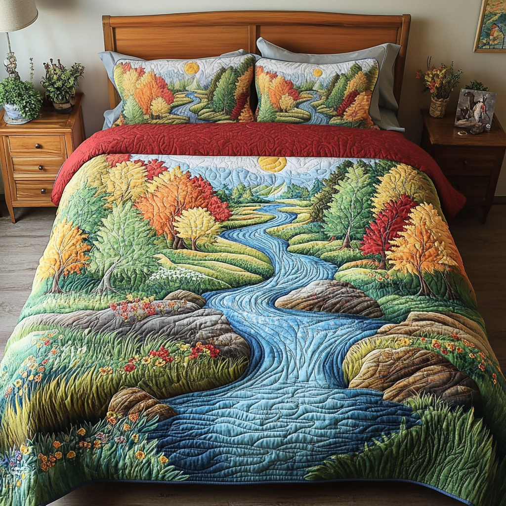 Vibrant Nature 3-Piece Quilted Bedding Set NCU0NVH420
