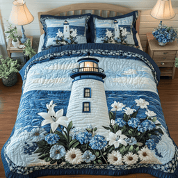 Tranquil Lighthouse 3-Piece Quilted Bedding Set NCU0NVH655