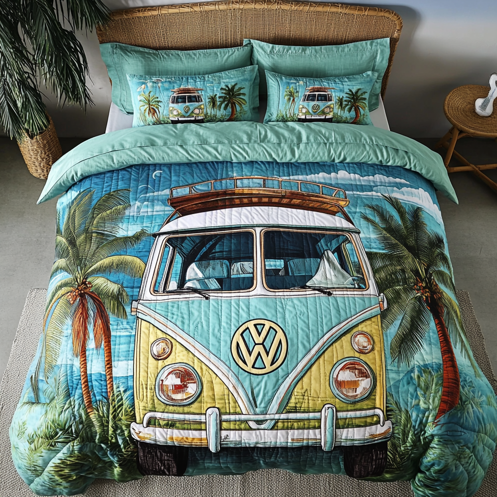 Retro Escape 3-Piece Quilted Bedding Set NCU0NVH441