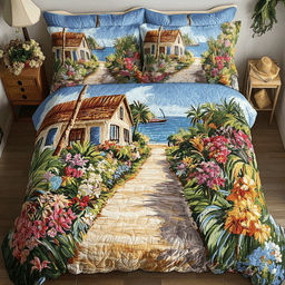 Seaside Garden 3-Piece Quilted Bedding Set NCU0NVH461