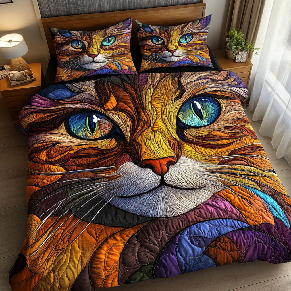Cat Colorful Gaze 3-Piece Quilted Bedding Set NCU0NNT597