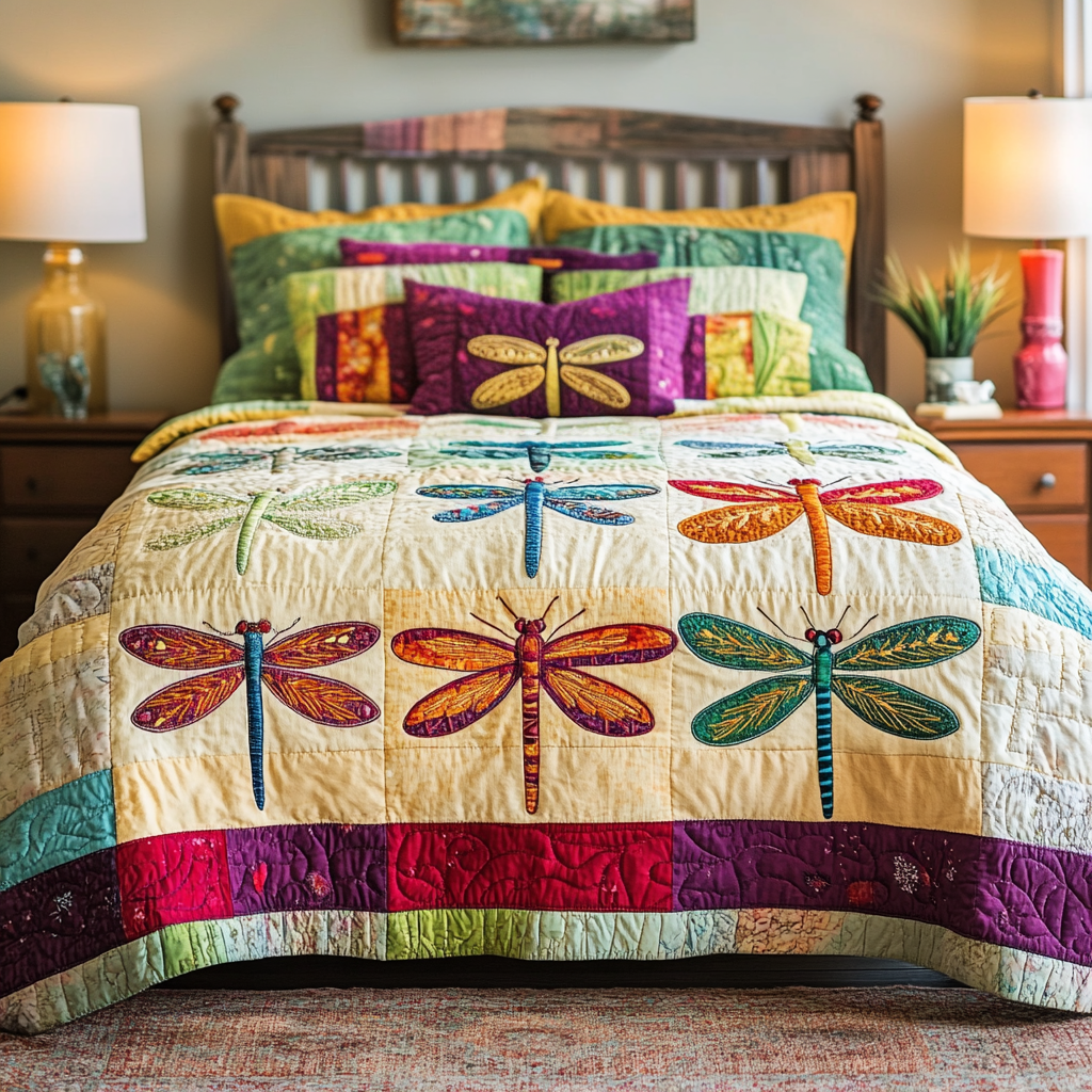 Dragonfly Dreams 3-Piece Quilted Bedding Set NCU0NVH480