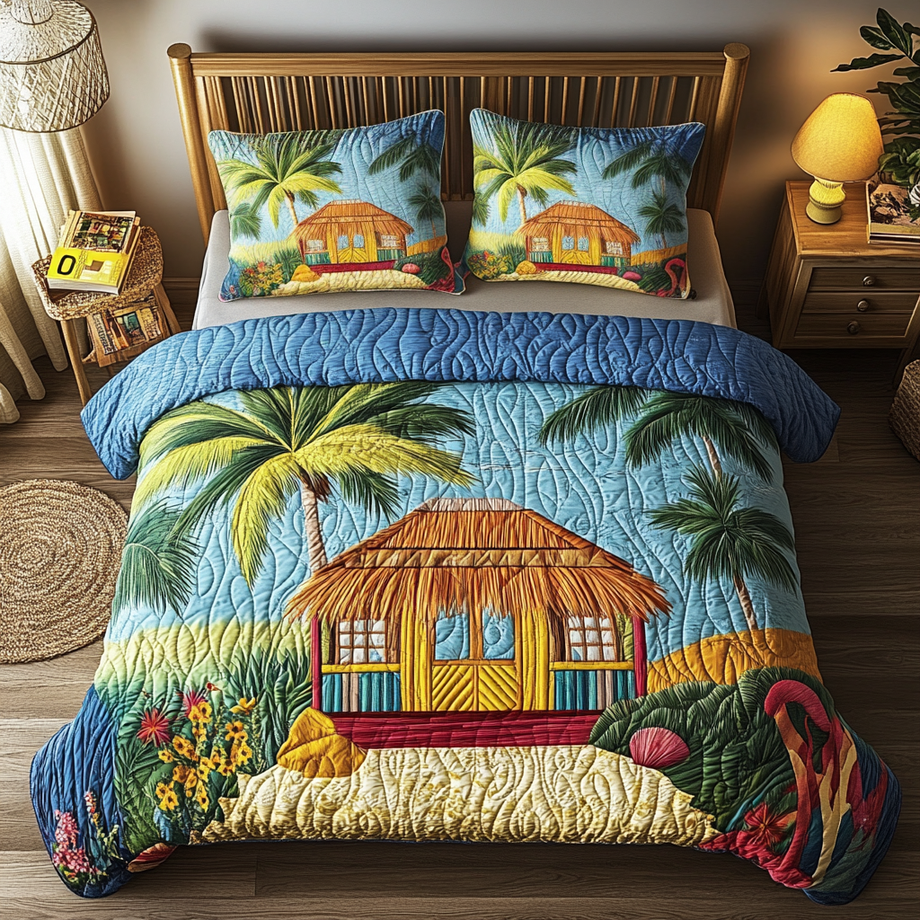 Seaside Delight 3-Piece Quilted Bedding Set NCU0NVH697