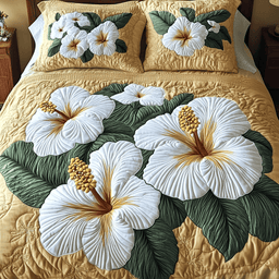 Floral Hues 3-Piece Quilted Bedding Set NCU0NVH431