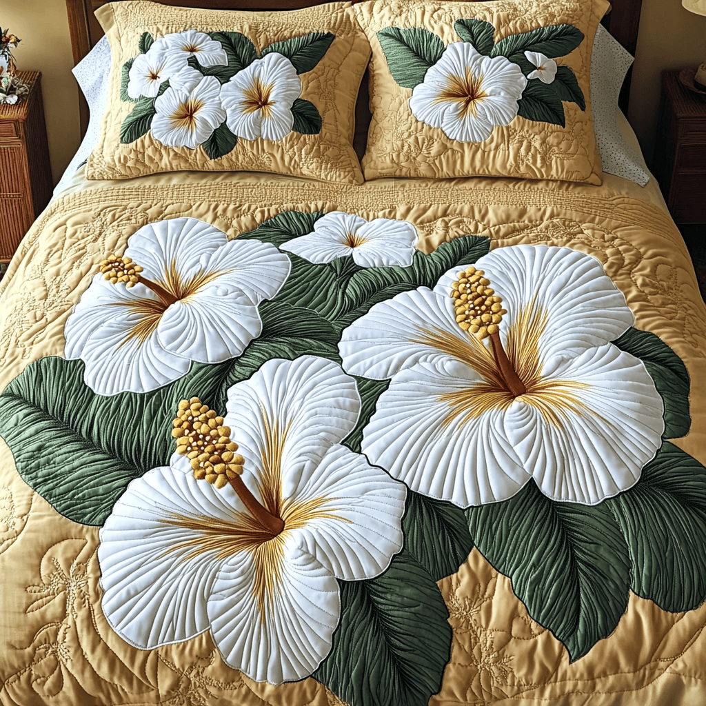 Floral Hues 3-Piece Quilted Bedding Set NCU0NVH431