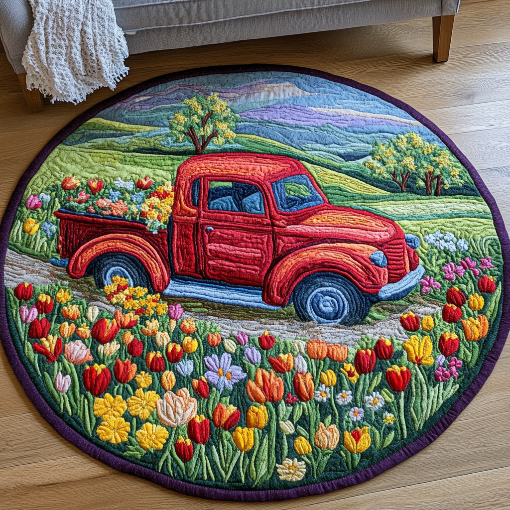 Country Garden Ride Quilted Round Mat NCU0DDK232