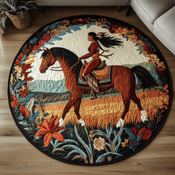 Galloping Horse Quilted Round Mat NCU0PD829