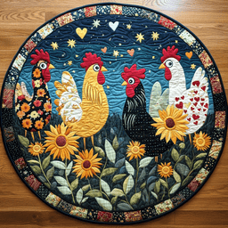 Rooster Radiance Quilted Round Mat NCU0TL1406