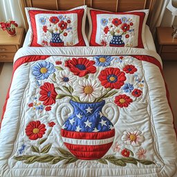 Patriotic Floral 3-Piece Quilted Bedding Set GFTONT800