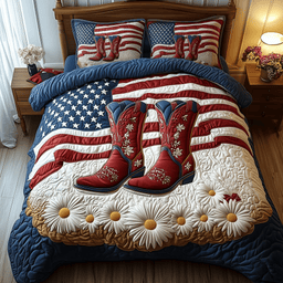 Patriotic Cowboy Boots 3-Piece Quilted Bedding Set GFTOTP1549