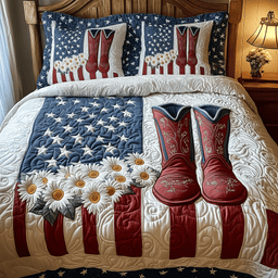 Patriotic Cowboy Boots 3-Piece Quilted Bedding Set GFTOTP1546