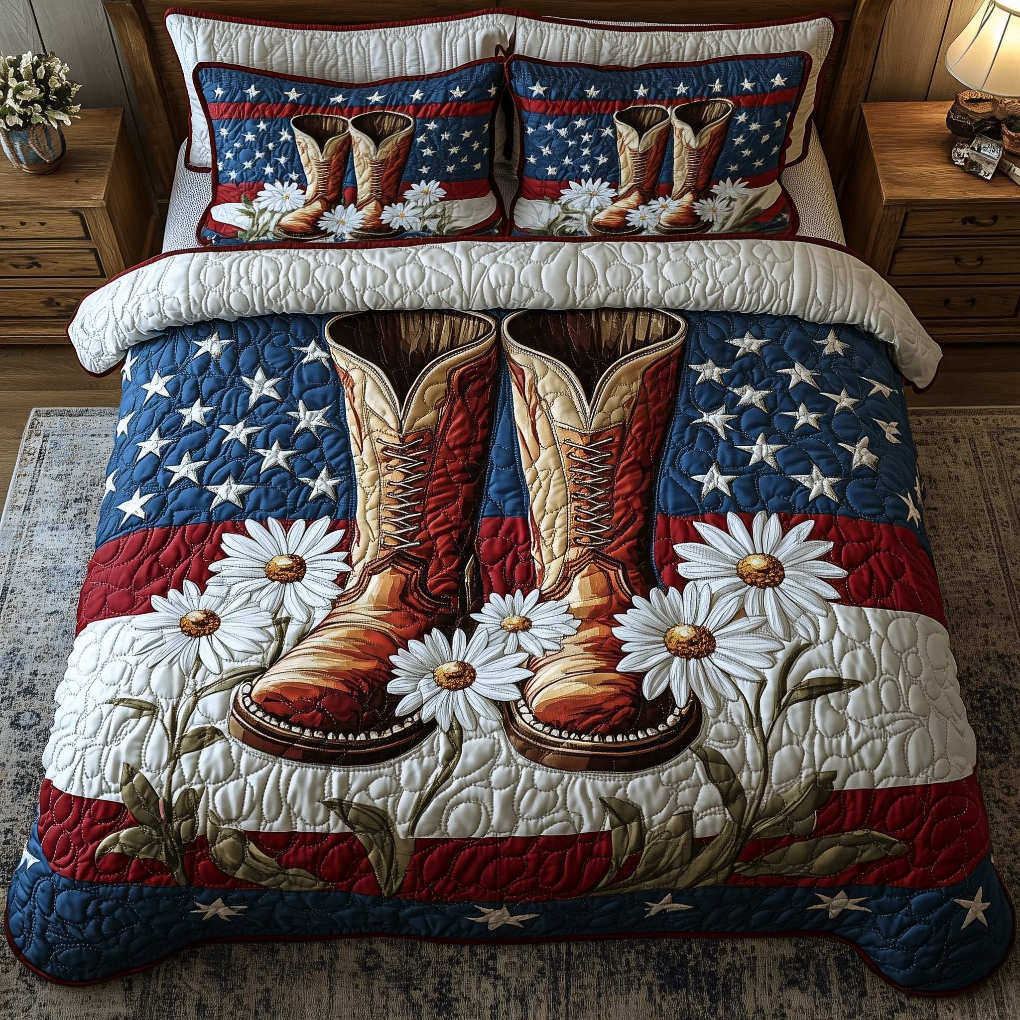 Patriot Floral Boost 3-Piece Quilted Bedding Set GFTONT791