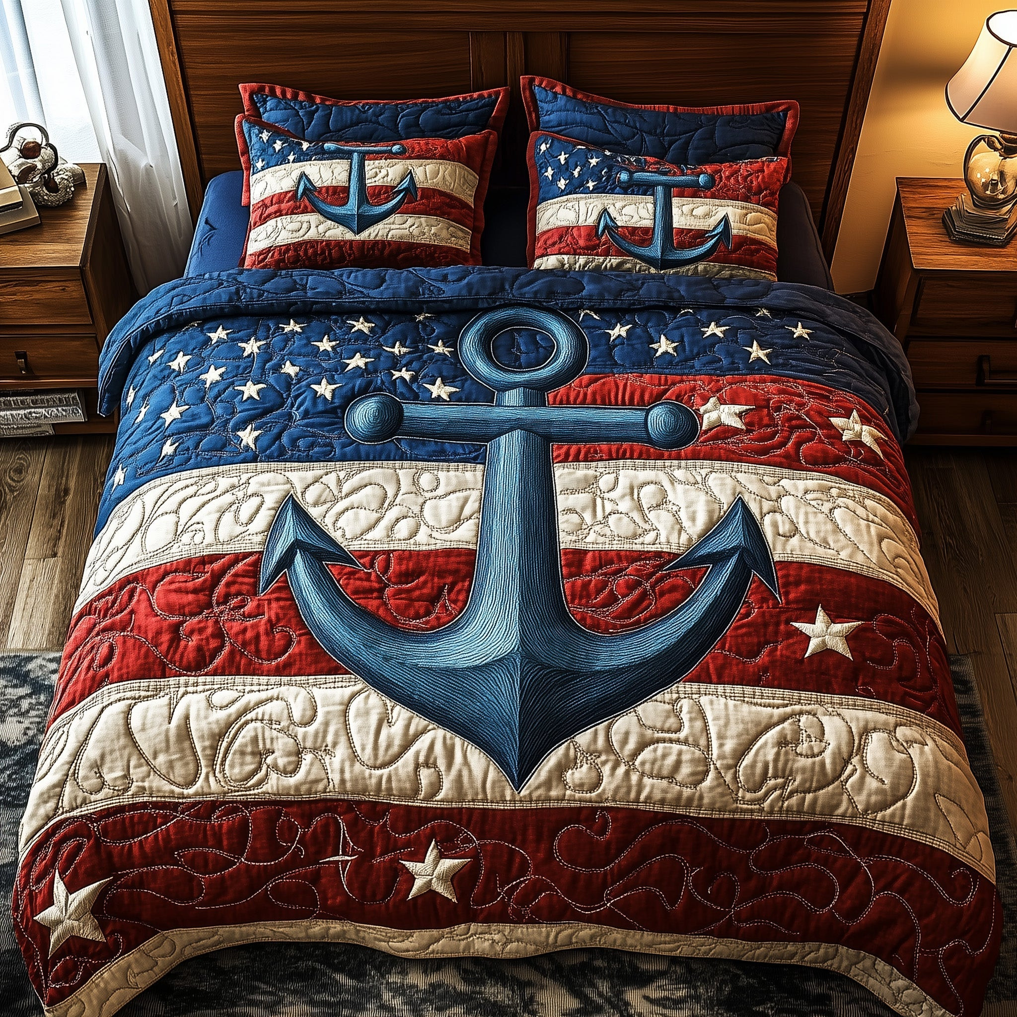Nautical Anchor 3-Piece Quilted Bedding Set GFTOTP4256