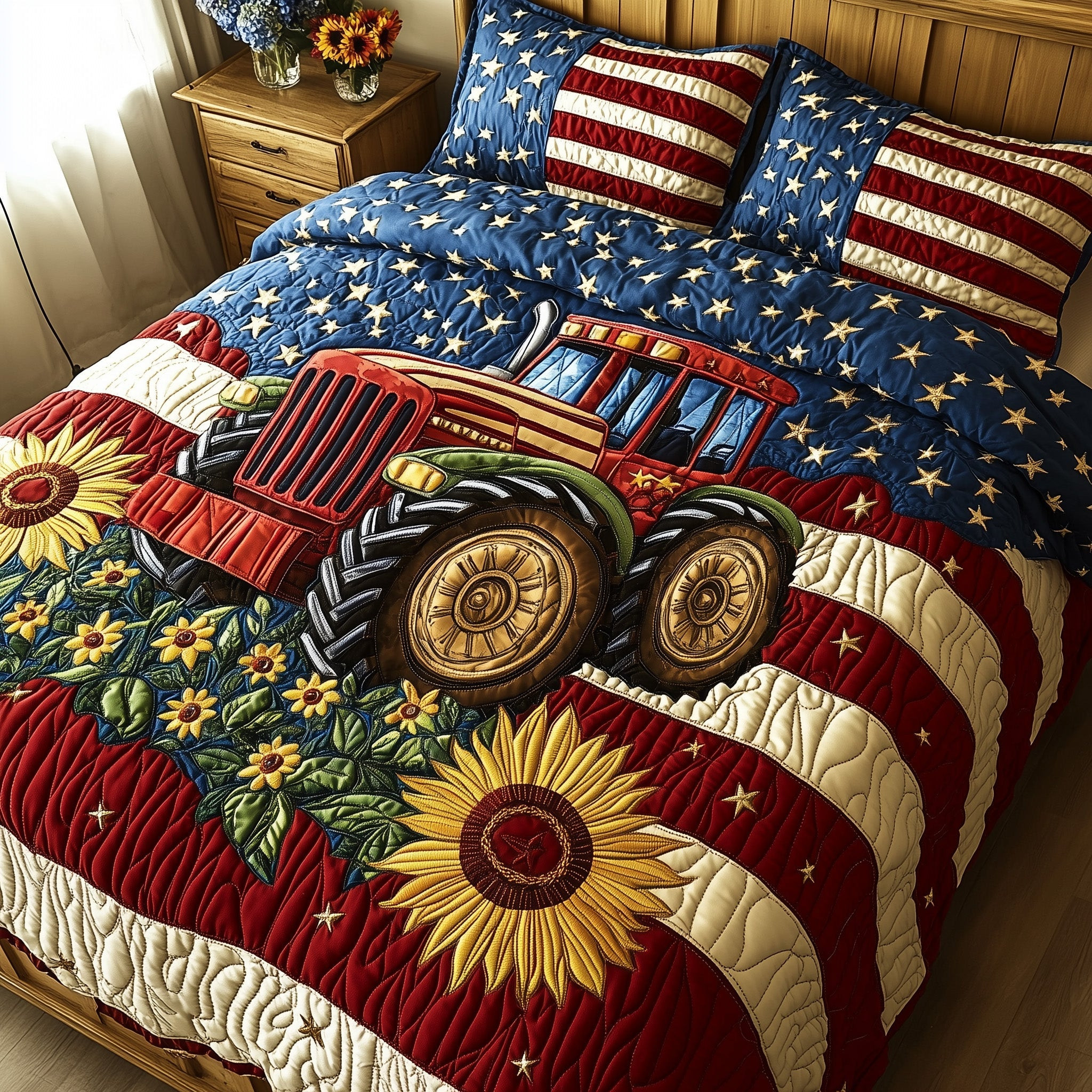 Rustic Patriot Farm 3-Piece Quilted Bedding Set GFTOTP5929