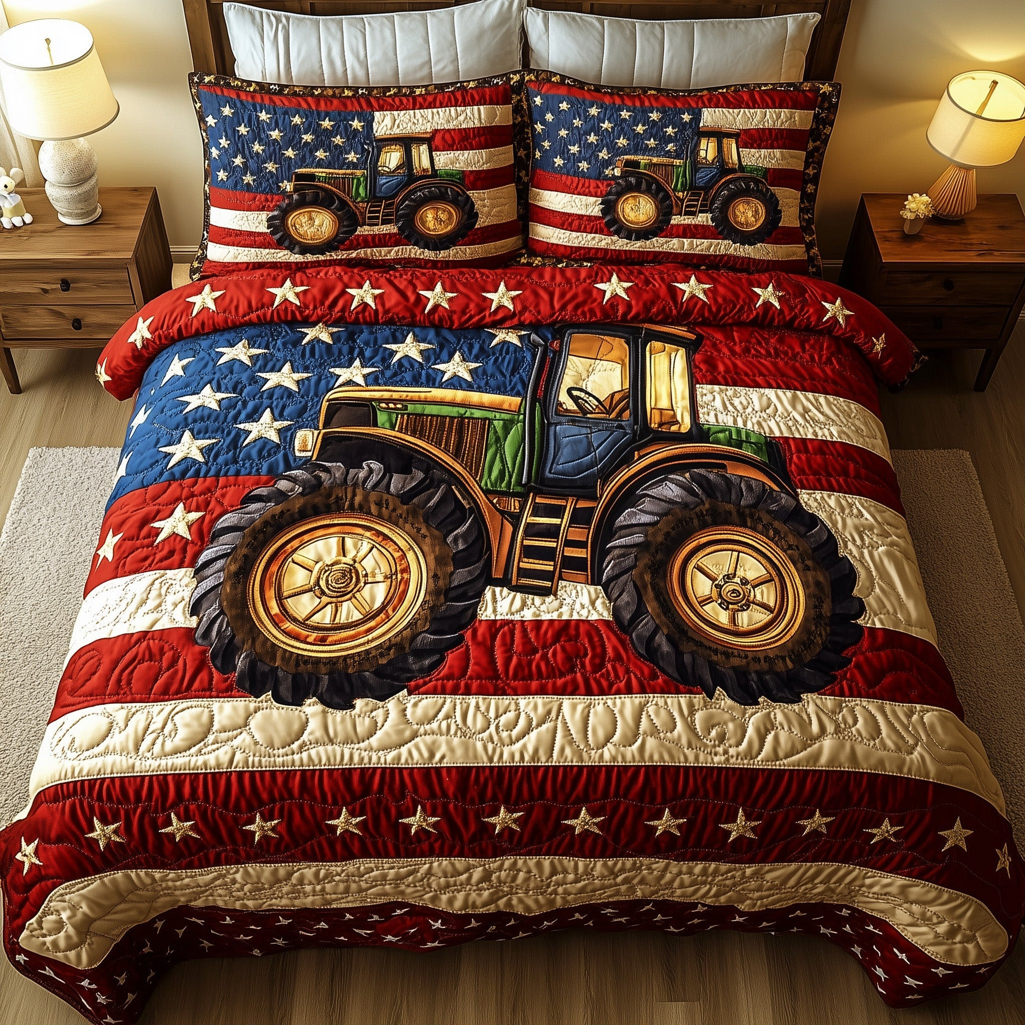 Rustic Patriot Farm 3-Piece Quilted Bedding Set GFTOTP5955