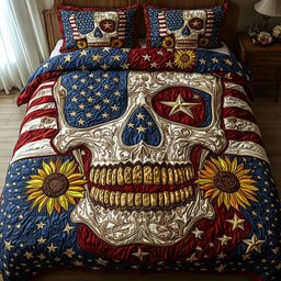 American Spirit Skull 3-Piece Quilted Bedding Set GFTOTP5946