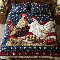 Cluck for Freedom 3-Piece Quilted Bedding Set GFTOHD5602
