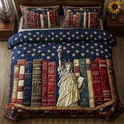 Liberty Dies Where Books Are Banned 3-Piece Quilted Bedding Set GFTOHD5426