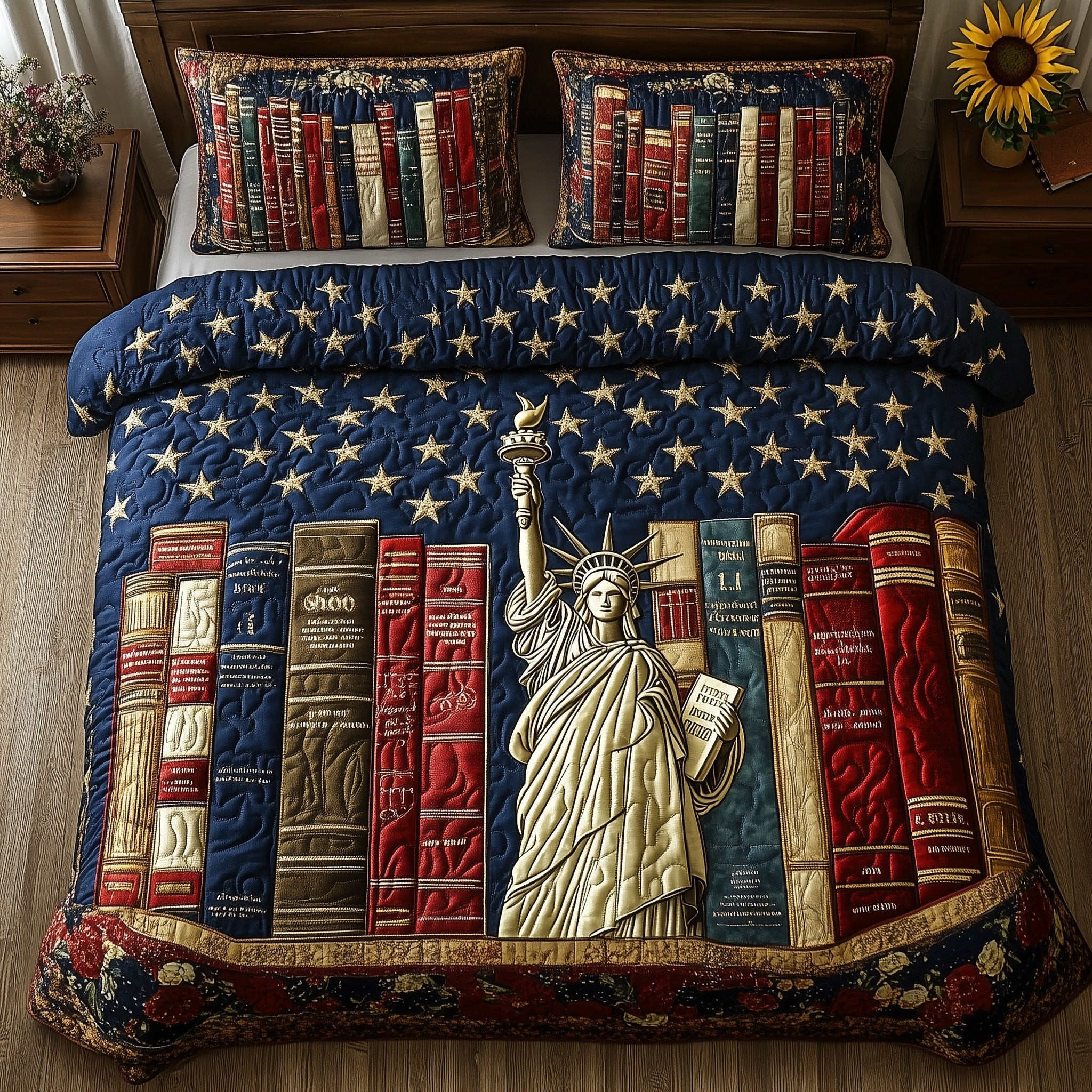 Liberty Dies Where Books Are Banned 3-Piece Quilted Bedding Set GFTOHD5426
