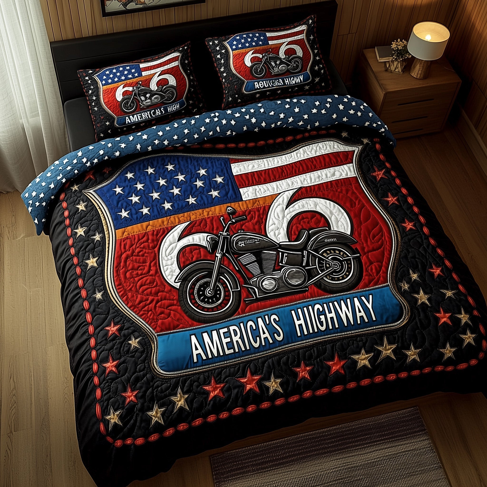 Route 66 American 3-Piece Quilted Bedding Set GFTOMA1005