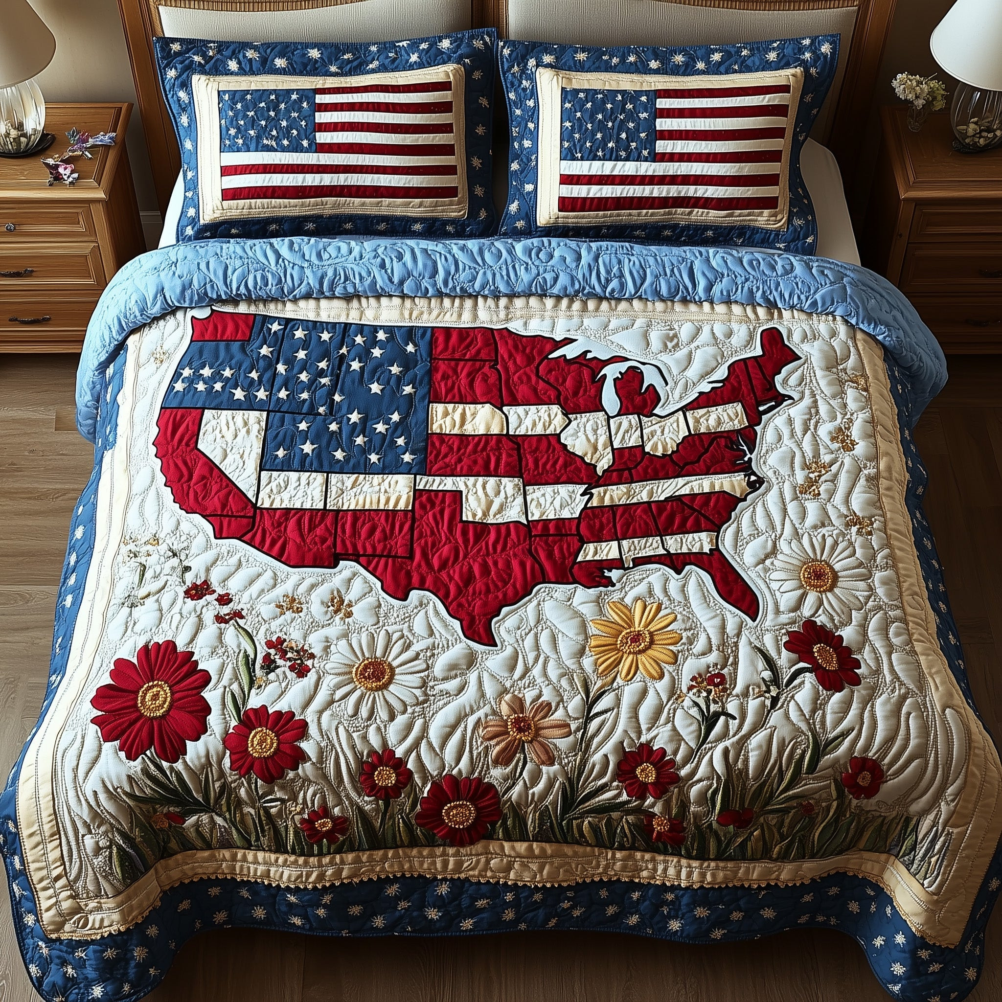 4th of July 3-Piece Quilted Bedding Set GFTOTP8249