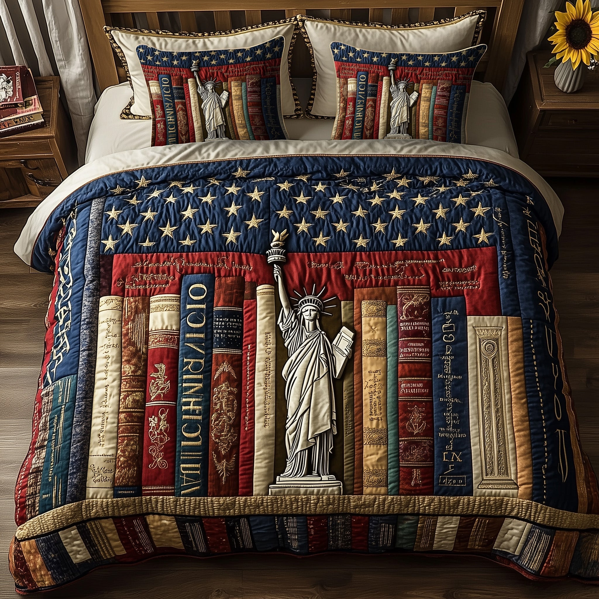 Liberty Dies Where Books Are Banned 3-Piece Quilted Bedding Set GFTOHD5425