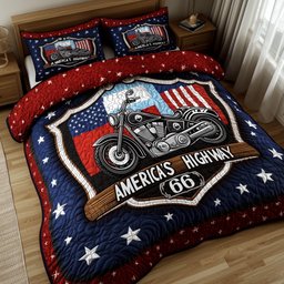 Route 66 American 3-Piece Quilted Bedding Set GFTOMA1003