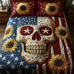 American Spirit Skull 3-Piece Quilted Bedding Set GFTOTP5921