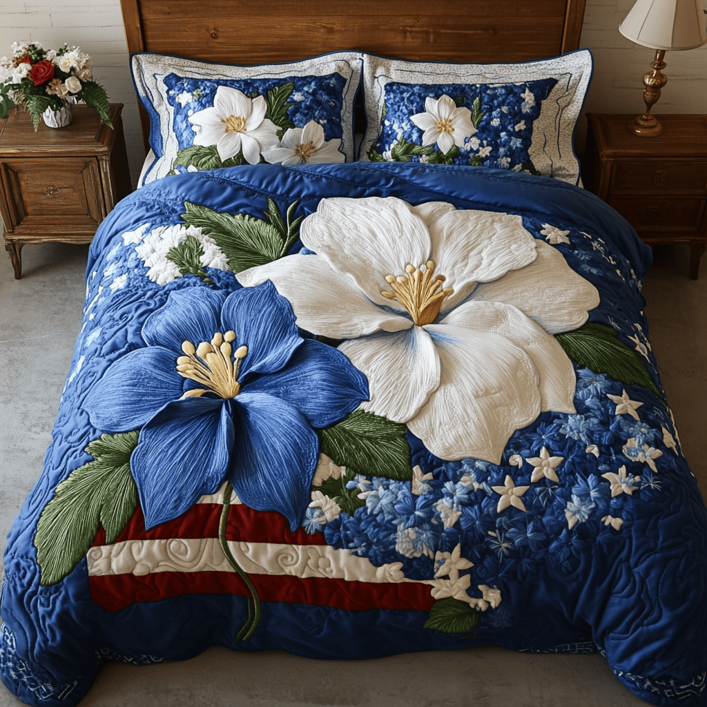 Columbine Garden 3-Piece Quilted Bedding Set NCU0VH4485
