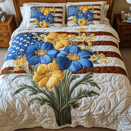 Floral Dreams 3-Piece Quilted Bedding Set NCU0VH4483