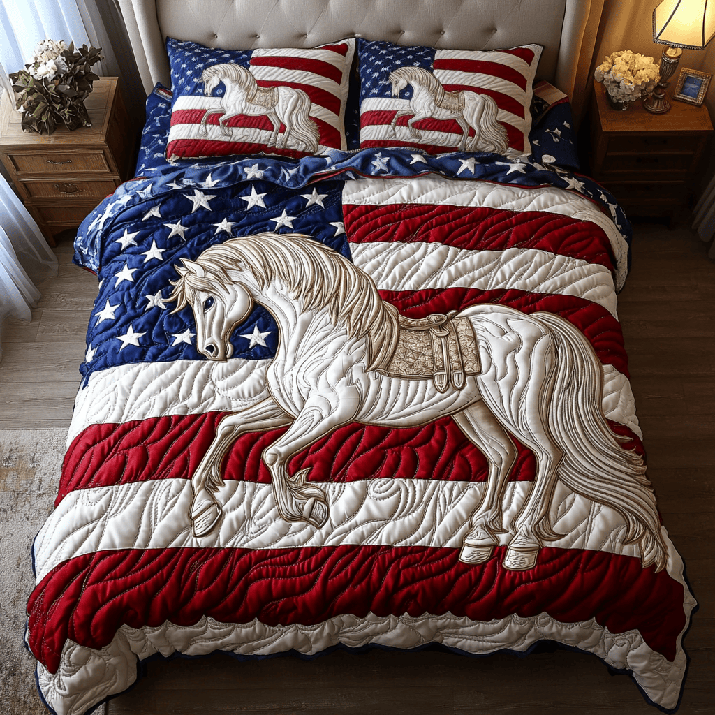 Galloping Stars 3-Piece Quilted Bedding Set NCU0VH4214