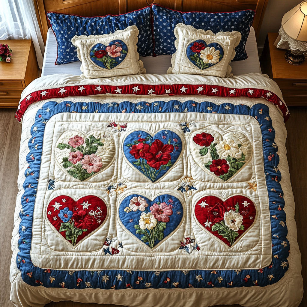 America in Bloom 3-Piece Quilted Bedding Set NCU0NT7406