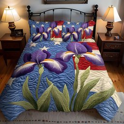 Flag of Petals 3-Piece Quilted Bedding Set NCU0PT6235