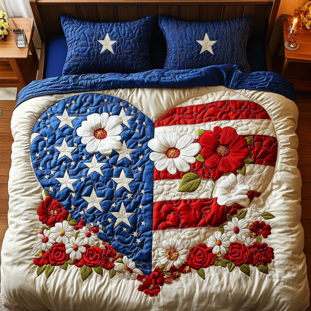 Blossom Glory 3-Piece Quilted Bedding Set NCU0NT7407