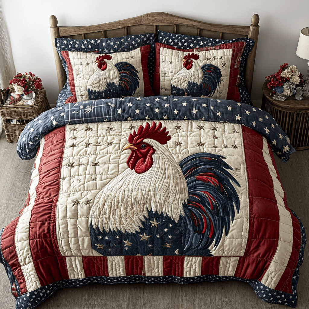 Feathered Patriot 3-Piece Quilted Bedding Set NCU0VH4193
