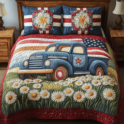 Vintage Wheels 3-Piece Quilted Bedding Set NCU0VH4140