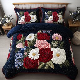 American Blossom Patch 3-Piece Quilted Bedding Set NCU0PT4773