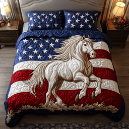 Flagged Steed 3-Piece Quilted Bedding Set NCU0VH4216